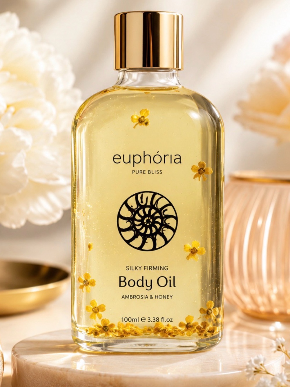 EUPHORIA Silky Firming Body Oil. Beautiful Glass Bottle. NWT! - Picture 2 of 3